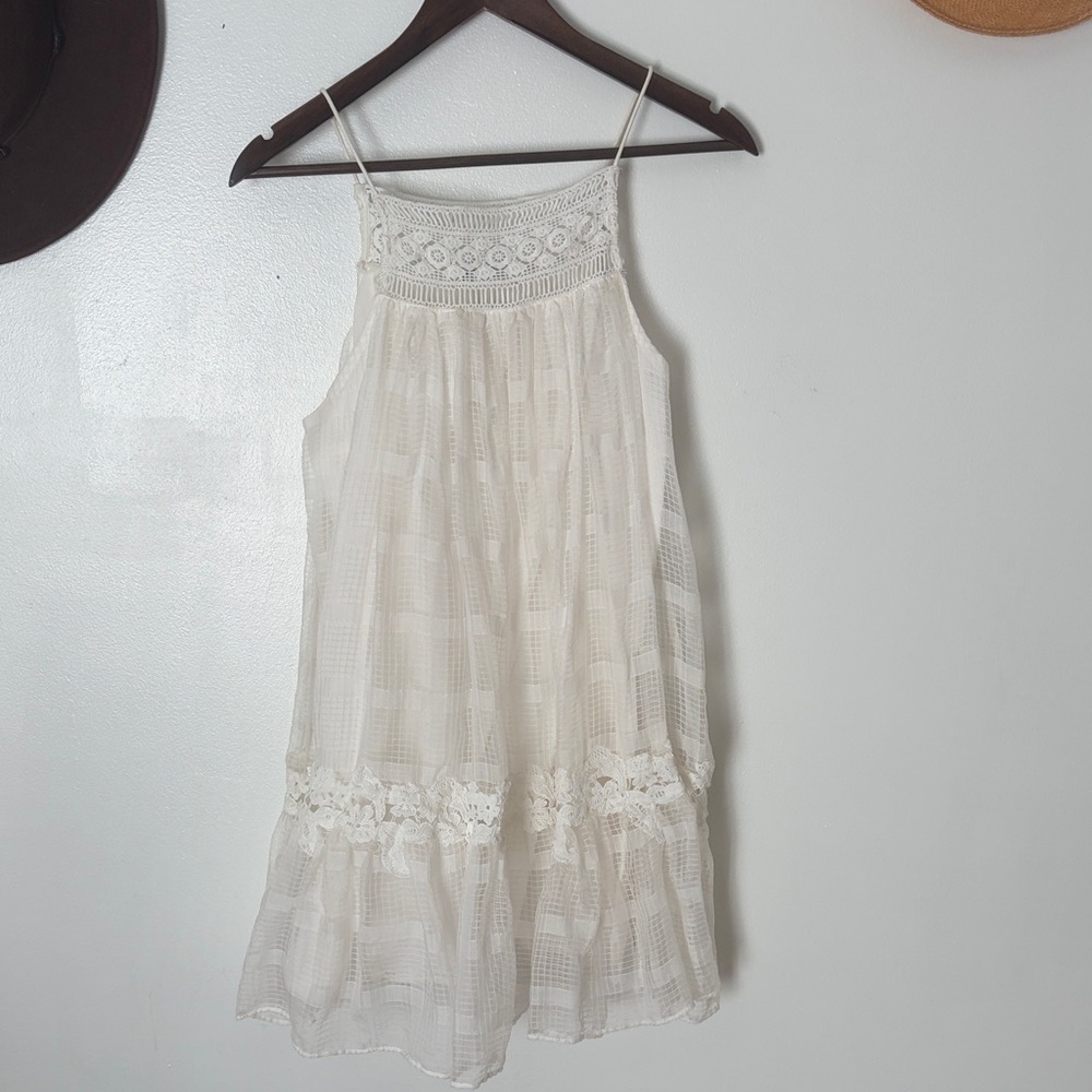 Zara Cream Crochet Yoke Sleeveless Summer Dress